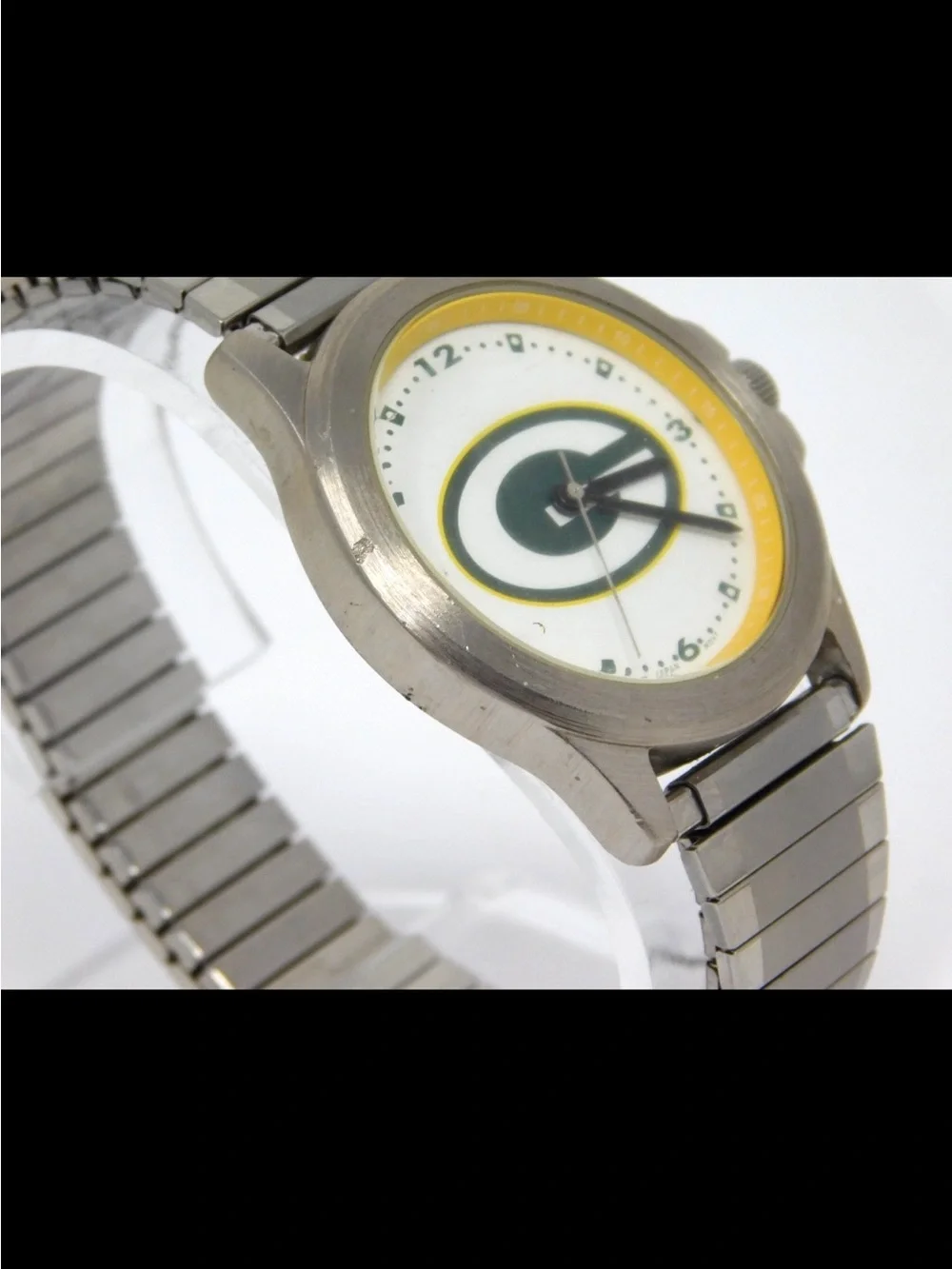 Green Bay Packers Men's Watch Logo Art Stretch Band Stainless Steel NFL Fan Gear